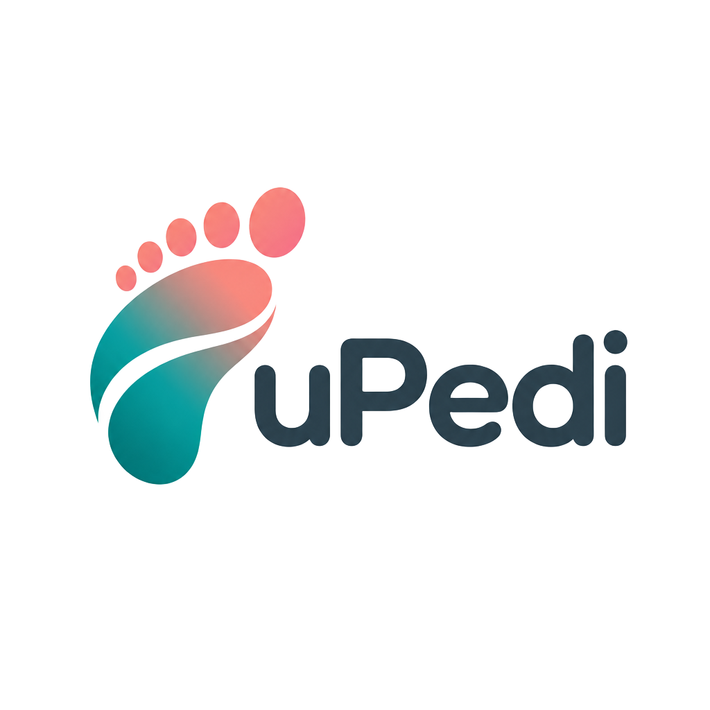 uPedi logo — a teal and coral footstep symbol beside the uPedi name